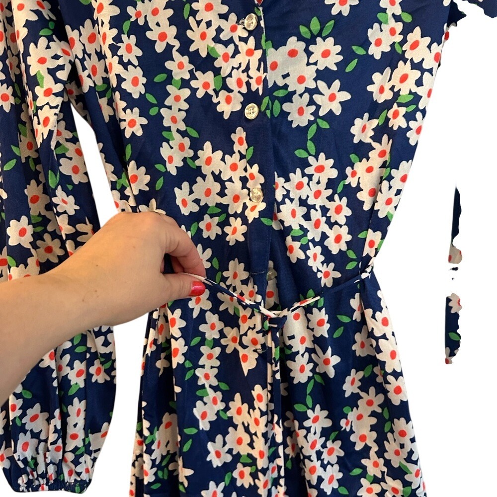 Jantzen Vintage Floral Button Front Belted‎ Dress Size M - Picture 4 of 6